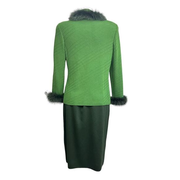 STIZZOLI 1960’s Retro Green Knit 100% Wool Cowl Neck Sweater & Skirt sz 42/44 - Picture 6 of 11